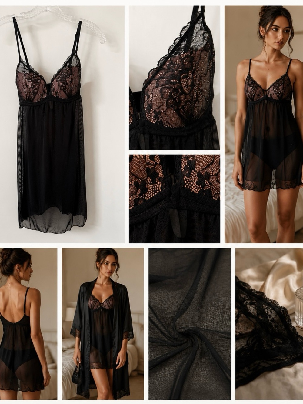 Forever 21 Black Pink Lace Sheer Lingerie Slip Dress Sz M Adjustable Straps